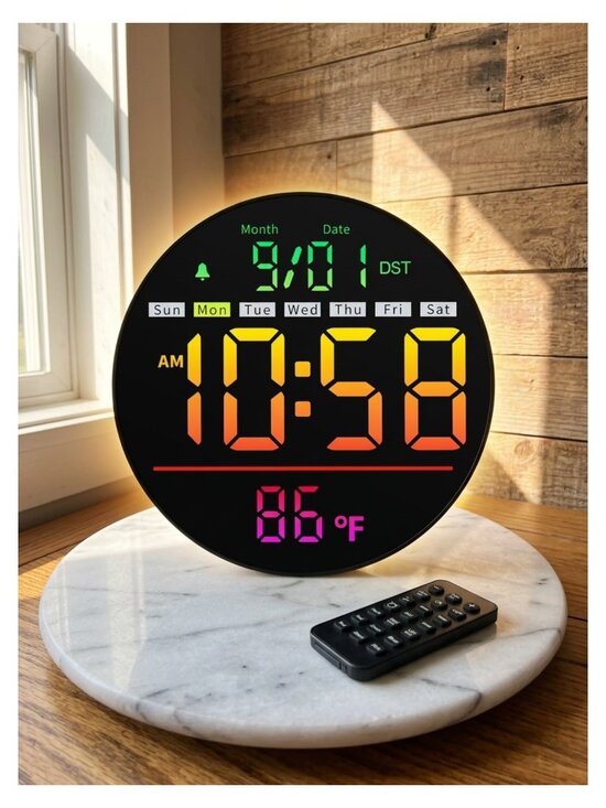 Accents | Maxstar Led Digital Wall Clock Remote Rgb 8 Inch Timer Alarm ...